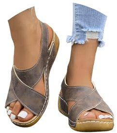 Sandali Donna Estive Sandali Ortopedici Eleganti Comodi Con Zeppa Sandalo Trekking Sportivi Leggeri Comode Sandalo Con Strappo Moda Cuoio Artificiale Scarpe Estivi Passeggio Aperta Antiscivolo