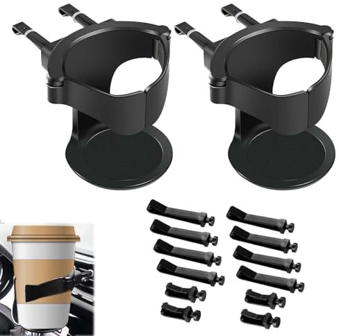 14PCS Cup Holder for Cars, Includes 2 Black Car Cup Holders, 12 Length Hook Clips, for Van and Daily Commute for Air Conditioner Vent Water Coffee Drink Stand Holders