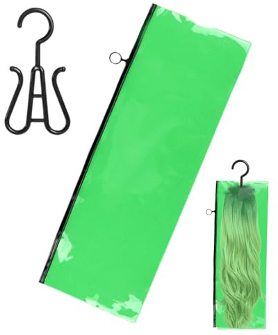 Bolsas Almacenaje Pelucas con Percha Expositora Transparente Antipolvo | Percha para extensiones para Armario Salón Viaje y Peinados Apilable, Plegable, Gran Capacidad, Ventana Transparente para E