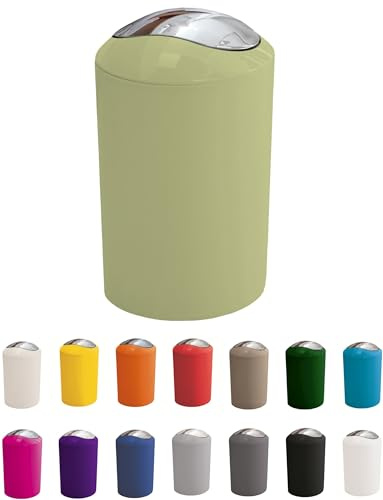 KW Gleam 5Ltr Swing Bin - Compact Bathroom/Office/Bedroom/Waste Bin (Dill Green)