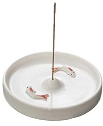 DWUENT Incense Holder White, Ceramic Incense Burner with Geometric Design, Incense Stick Holders for Meditation, Home Decor & Office Desk, Glazed Finish10.5cm x 1.6cm Zen Aesthetics