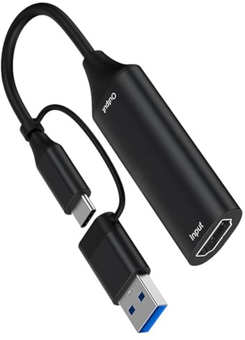 USB-Videoaufnahmekarte, digitaler Konverter USB + Typ C auf HDTV Videoaufnahmegerät für PC Laptop Karte