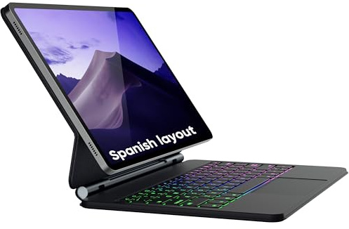 doqo Funda con Teclado para Samsung Galaxy Tab S10 FE/S9/S9 FE/S8/S7 11 Pulgadas – Funda magnética con Teclado, touchpad, retroiluminación en Cantilever Flotante, Funda Protectora Delgada en Folio