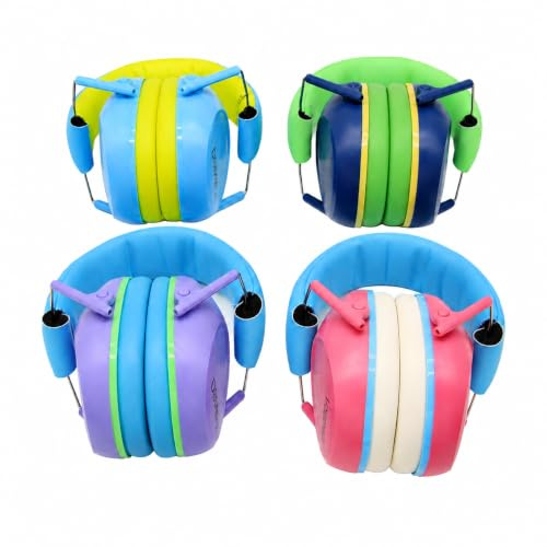 DOMIRA Kids Ear Defenders – Noise Cancelling Headphones for Autism, Hearing Protection Earmuffs SNR 24dB for Children Age 2–14, Adjustable & Comfortable – 4 Colour Options (Pink)