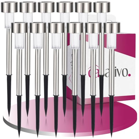 Casativo-Lighting Edles 12er-Set Solar-Wegeleuchten mit Erdspiess & Dämmerungssensor - Wetterfest & vollautomatisch - sichere Wege & stilvolle Akzente (12)