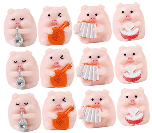 Alipis 12 pièces Mini Figurines de Cochon Résine Décorations Micro-Paysage Animaux pour Jardin Maison