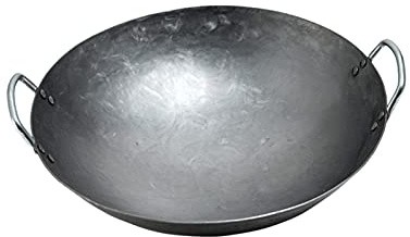 YNIYUJKL Wok De Hierro Antiadherente, Sartén China De Doble Oreja Sin Revestimiento para Cocina Eléctrica,40cm/15.7in