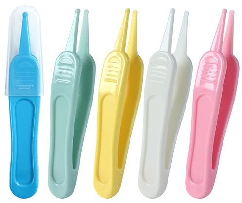 Clofiak 5 pinzette per la pulizia del naso, 5 colori, strumento efficace per rimuovere il booger, clip per la pulizia dell'ombelico e dell'orecchio per la cura del bambino