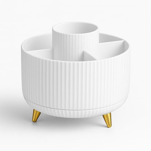 kaiyaya 1 Pièce Organiseur De Bureau Rotatif, Pot à Crayon Tournant avec 5 Compartiments, Rangement Bureau Organisateur pour Bureau et Maison
