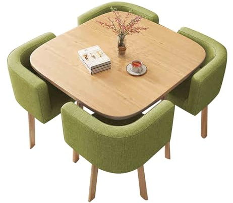 Modernes quadratisches Konferenztisch- und Stuhl-Set für 4 kompakte Büromöbel für Zuhause/Büro, ideal für kleine Räume, Grün