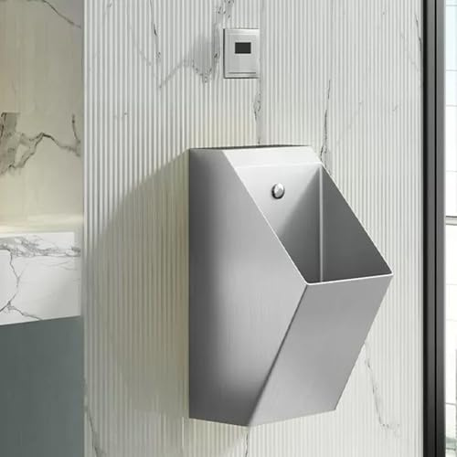 Urinoir mural automatique en acier inoxydable 304, capteur intelligent, toilettes pour homme, anti-éclaboussures, pour maison, hôtel, bar et aéroport - finition argentée