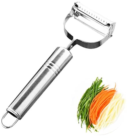 Julienneschneider Julienne Schäler Gemüseschäler, 3-in-1 Edelstahl Universalschäler Mit Doppel-Julienne Funktion, Ultra Sharp Für Obst Und Gemüse, Geeignet Für Links Und Rechtshänder