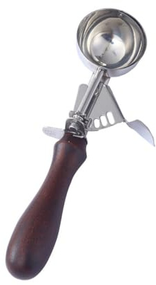 NIYANGLE Cuchara para Helado Grande 6,3 Cm Acero Inoxidable Mango de Madera Roja para Bolas de Helado Caseras Utensilio de Cocina para Postres y Frutas
