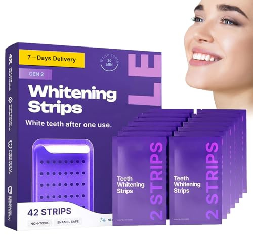 42 strisce per sbiancamento dei denti, sbiancamento dei denti, strisce sbiancanti dei denti, strisce bianche, strisce per denti per uso quotidiano