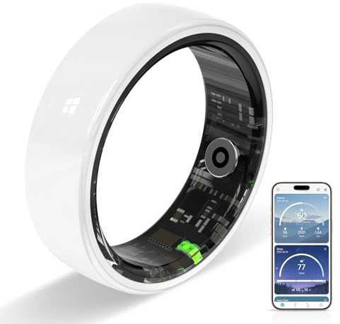 Ceramic Smart Ring Women Men,Fitness Health Sleep Tracker (White, 10) | Smart Rings with Heart Rate,Blood Oxygen,Step,Stress Monitoring,No Subscription Android & iOS