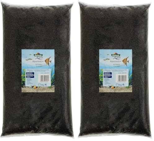 Dehner Aqua Aquarienkies | Farbkies schwarz für das Aquarium | feiner Aquariumkies | Bodengrund für Aquarien | kantengerundet | Zierkies | Körnung 2-4 mm | Bodenkies | Sand | 5 kg, (Packung mit 2)