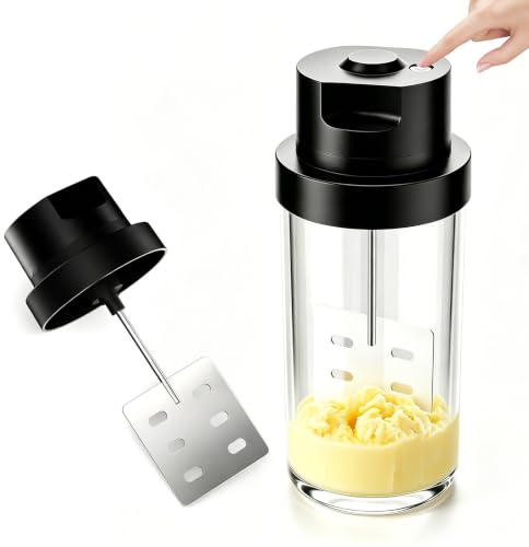 Mantequera Eléctrica 5-10 Minutos Fabricador de Mantequilla de Un Toque, Tarro de Vidrio de Grado Alimenticio de 61 Oz con Motor Sin Escobillas de Alta Velocidad, Fácil de Usar y Limpiar