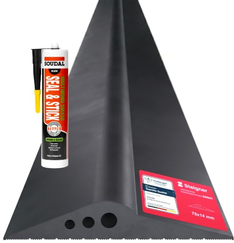 STEIGNER Garagentor Dichtung 1m aus EPDM 14mm x 78mm SGD01 - Garagentor Schwellendichtung Set mit 1x Montagekleber, Türdichtung für alle Torarten - Zugluftstopper, Kälteschutz
