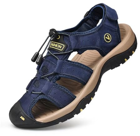 ZYLDK Sports Outdoor Sandals Summer Men's Shoes Trekking Hiking Casual Man | Closed-Toe Leather Walking Touch Lightweight Athletic Trail Easy Slip-On Beach Footwear Comfort & Support