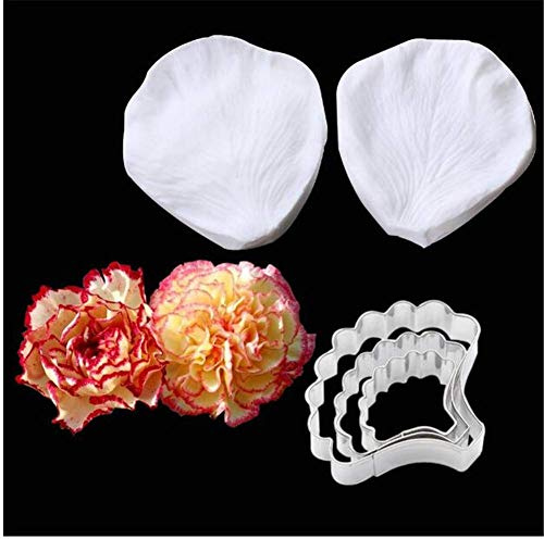 Petalo Silicone Venatore & Taglierino Fiore Acciaio Inox Coltello per Biscotti Stampo Cottura, Fondente Torta Decorazione Attrezzo Teglie e Sugarcract Cioccolato Gumpaste Dolci - Garofani