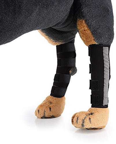 Moony Dog Leg Brace with Safety Reflective Straps, 1 Pair Dog Legs Knee Joint Brace Cover Joint Protection Injury Anti-Lick Fixation Recovery Dog Leg Wrap for Front Short Leg Protects Brace M