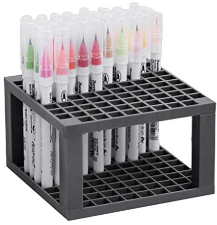 Pen Brush Holder, Large Pencil Shelves Student Desk Stand Organizer Holder with 96 Slots, Professional Pen Rack for Markers Gel Pens Colored Pencils Kid Adult Painter Plastic Desktop Storage Box