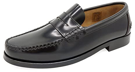 MARTTELY Herren Business Schuhe Leder Slipper Rahmengenäht Ledersohle Penny Loafer Anzugschuhe Slip-On Halbschuhe klassisch elegant Schwarz Größe 43 EU