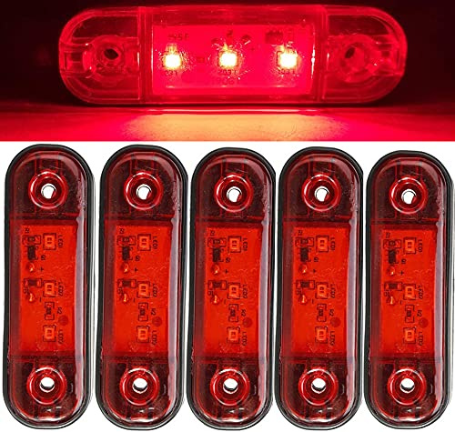 Seitenmarkierungsleuchten, 10 Stück 3LED Auto-Markierungsleuchten Autoseiten-Kontrollleuchten 12V 24V Vordere Seitenleuchte Positionsleuchten für LKW-LKW (Rot)