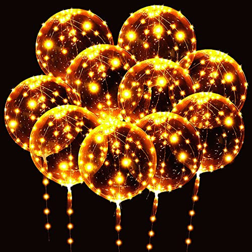 Confezione da 10 palloncini trasparenti a elio con luci a LED, 50 cm, 15 pezzi, si illuminano al buio, per Natale, matrimonio, compleanno, San Valentino, Halloween, decorazioni per feste