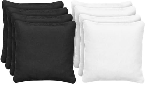 Offizielle Cornhole Bags | 4 Schwarze und 4 weiße Bags | Offizielle Größen | Premium Qualität | 100% Baumwolle | Wasserdicht | Amerikanisches Spiel | Outdoor Spiel | Freunde & Familie | OriginalCup®