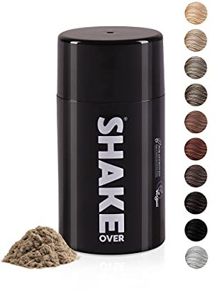 SHAKE OVER Veganes Streuhaar zur Haarverdichtung, mit Zink angereicherte Fasern, hochwertiges Schütthaar, Made in Europe (12 g, MEDIUM BLONDE)