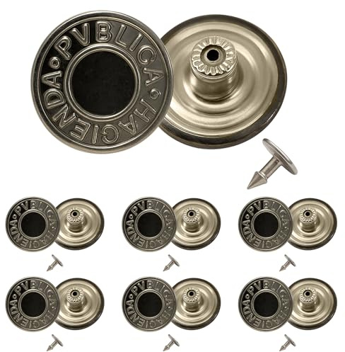 Trimming Shop 14 mm Ersatz-Jeansknöpfe, langlebiger Reißverschluß, keine Nähknöpfe mit Rückennieten, für Jeans, Jacken, Röcke, Rotguss, 20-teiliges Set