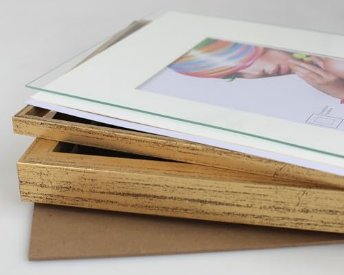 IDEAL TREND 3D Objektrahmen Holz Bilderrahmen quadratisch Wanddeko Collage Poster Fot Rahmen: Farbe: Gold-Antik | Format: 30x30