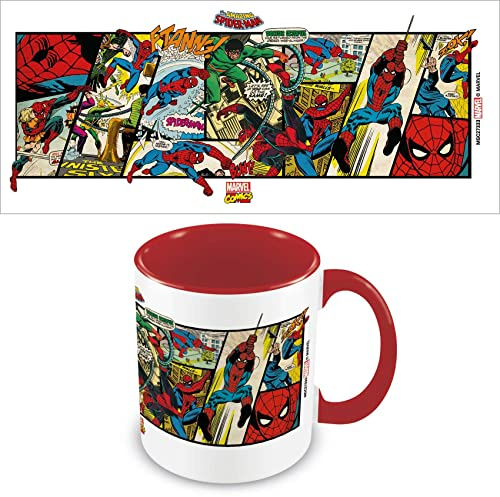Pyramid International Marvel Comics Spider-Man Mug in Presentation Gift Box (Spider-Man Panels Design) 11oz Ceramic Mug - Official Merchandise, Red, Bule