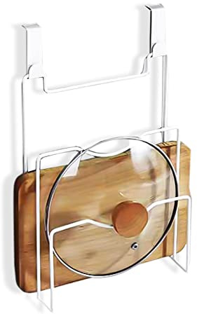 Vertikaler Topfdeckelhalter Wand-Topfdeckelhalter Kein Stanzen Küchenzubehör für Pfanne und Pfannendeckel Kleine Topfdeckelhalter Topfdeckel Aufbewahrung -Weiß
