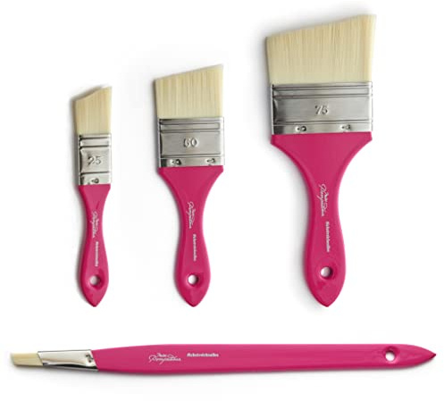 MissPompadour Pinselset 12 25 50 75 mm 4 teilig | Set aus 4 handgefertigten Pinseln mit feinem Synthetikhaar für Wandfarbe, Lack, Kreidefarbe und Holzlasur