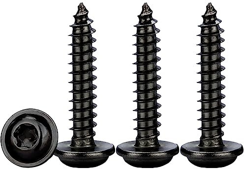 Drenky Tornillos Autotaladrantes M4x16mm,50 Piezas Tornillos Torx con Arandela Acero Inoxidable A2 V2A Negro Tornillos de Chapa Cabeza Redonda,Rosca Métrica Gran Dureza