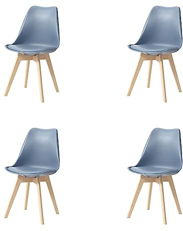 HJhomeheart Esszimmerstuhl 4er Set, Massivholzbeine, Abnehmbares Stuhlkissen, Küchenstuhl, Moderner Stuhl (Blau-4)