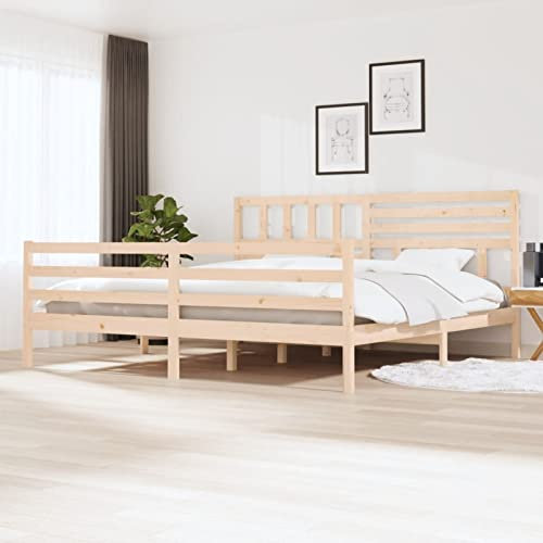 LAPOOH Massivholzbett, Familienbett, Bett, Bettgestell, Holzbett, Seniorenbett, Bed Frames, Pflegebett, Jugendbett, Betten, 180x200 cm 6FT Super King