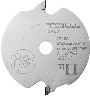 Festool Vorritz-Sägeblatt DIA 47x2,5x6,35 T2 WOOD FINE CUT SPECIAL | Für span- und reißfreie Schnitte – Ø 47 mm, Bohrungs-Ø 6,35 mm, 2 Diamantzähne, konische Zahnform