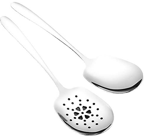 Aliaga 2 Stück 304 Edelstahl Geschirr, Sieb, Großer Löffel für Zuhause, kreativer Löffel, abtropfen lassen, Servierlöffel
