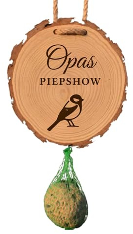 DwieDeko - Meisenknödelhalter mit Gravur Opas Piepshow, Opa Geschenk Geburtstag, Gartengeschenk für Mann