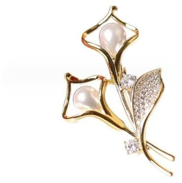 LISADORE Pearl Rhinestone Lily Brooch Bouquet Brooch Simulated Crystal Pearl Rhinestone Flower Brooches for Women Bridal Corsage Wedding Party Bouquet Dress Coats Jackets Sweaters Clothes