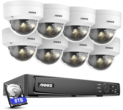 ANNKE 12MP PoE CCTV Camera System, 8x 12MP Security IP C1200 Camera with Spotlight, Human/Vehicle Detection, 100 ft Night Vision, IP67 Waterproof, 8CH NVR CCTV Recorder with 8TB HDD