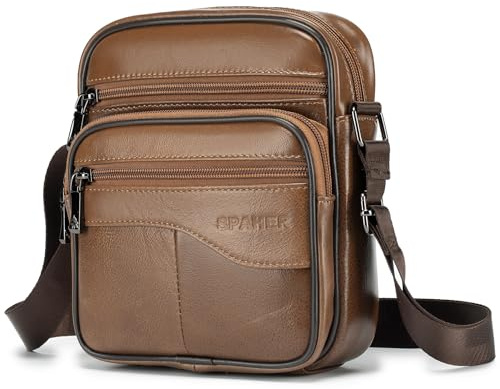 SPAHER - Bolso bandolera para hombre, bandolera, de piel Veritable, pequeño bandolera, para hombre, bolso, negocios, vintage, mochilas usadas, fundas multifuncionales, bolsos de mano de viaje