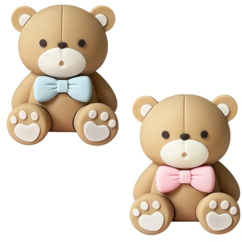 ZPSOSPZ 2 PCS Teddy Bears Cake Topper,Gender Reveal Cake Decoration Baby Shower Cake Decoration Big Bear Baby Shower Party Supplies Teddy Bear Decoration