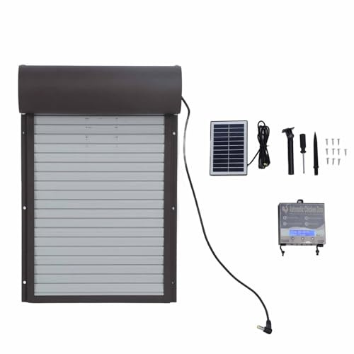 Pollaio Automatico, Pollaio con Corsa Pollaio Elettrico Porta per Galline Ad Energia Solare Resistente All'Inverno Display LCD con Timer per Polli Anatre Pollame