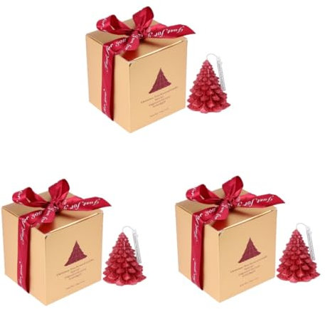 IMIKEYA 3 STK Weihnachtsbaumkerzen Weihnachts präsente Candles Aromakerze weihnachtliche Duftkerze Wohnzimmerdekor handgefertigte Wachskerze -Wachs-Material rot
