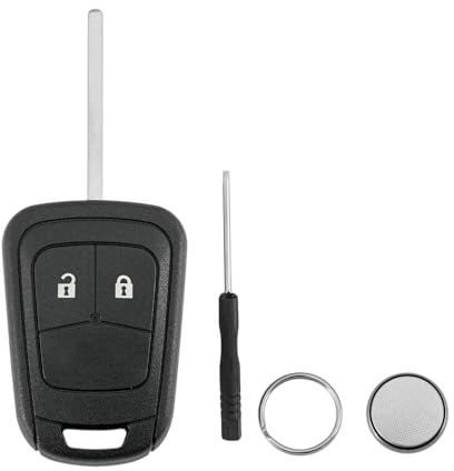 2 Tasten Autoschlüssel Gehäuse für Opel Vauxhall Astra J Insignia Corsa D E Meriva mit Batterie CR2032 und Schraubendreher Schlüsselring
