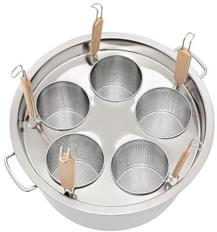Kindevieft Set di Inserti per Cuocipasta Commerciale A 4/5 Fori, Secchio per Bollitura di Pasta da Cucina Multifunzionale, Pentole in Acciaio Inox con Divisore E Scolapasta, per Cucina di Casa,5Holes